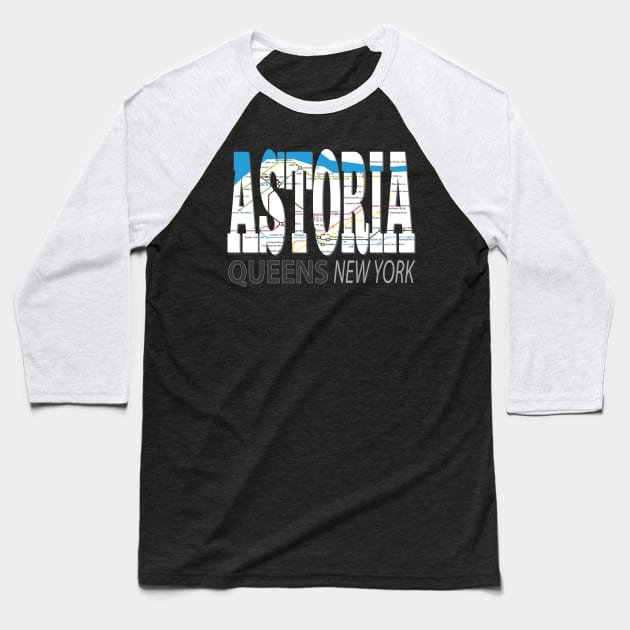 Fun Cool Astoria Queens New York with Subway Map NYC Baseball T-Shirt by Envision Styles